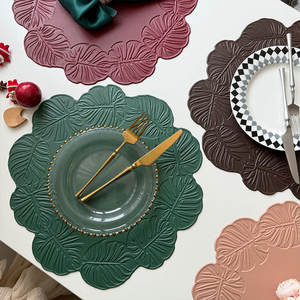 مبتكر ورقة السلاحف منقوش لوحة حصيرة أسلوب Ins الغذاء الغربي العزل الحراري مهرجان الزفاف عيد الميلاد للماء النفط الجلود - Product Image 2