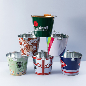 Vente en gros de seaux à glace ronds en fer galvanisé 5L pour 6 bouteilles de bière, champagne et boissons - Product Image 1