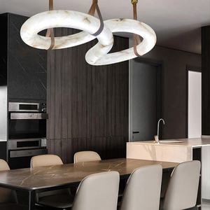 ثريا معلقة بتصميم عصري على شكل رقم ثمانية لغرفة المعيشة وجزيرة المطبخ، مصنوعة من الألباستر الإسباني الطبيعي - Product Image 4