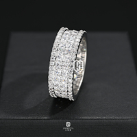 Fabrik OEM Logo Anpassung Herren Bling Breiter Ring Messing Baguette Zirkonia Geschenkbox Hip Hop Geschenk