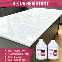 Kit de résine de marbre exotique blanc, revêtement époxy pour comptoirs, époxy à haute viscosité, marbrure résistante aux rayures et au jaunissement