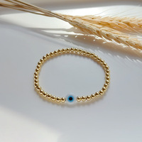 Bracelets en perles plaqué or 18 carats, bijoux pour femmes, oeil bleu turc, bracelet à breloques élastique