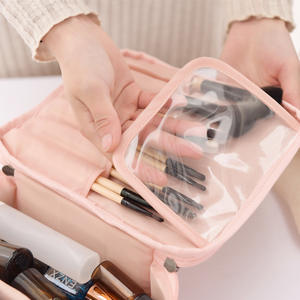 Bolsa de cosméticos de gran capacidad, multifunción, almacenamiento de viaje, organizador portátil de maquillaje, azul marino - Product Image 3