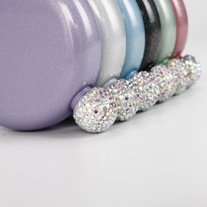 Frasco de licor bonito de 5oz y 8oz para mujer, bonito revestimiento de purpurina, frascos de acero para whisky, tapa de diamantes de imitación brillante, frasco de vino portátil - Product Image 5