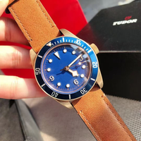 Montre de plongée automatique pour homme, cadran à aiguilles mécaniques lumineuses, lunette en cristal saphir, résistance à l'eau 3BAR, mode noire