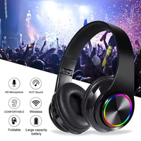 Auriculares Inalámbricos Plegables B39, Cómodos, con Orejeras Suaves, Luz Multicolor Luminosa, Micrófono, Bluetooth