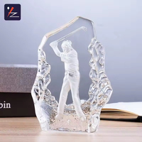 Trophée de golf unique en verre cristal K9 Iceberg, modèle artisanal, cadeau d'affaires, avec thème lettre, fait main, écologique, logo personnalisé