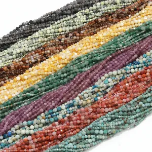 Cuentas de Piedra Natural de Apatita, Ópalo y Citrino Facetadas 2/3/4/MM en Tiras para Accesorios de Collar y Fabricación de Joyería - Product Image 1