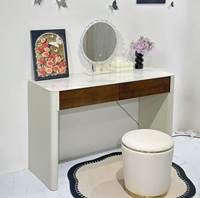 Ensemble coiffeuse moderne à LED avec miroir et cadre en cristal, bureau de toilette de luxe avec tabouret pour chambre à coucher