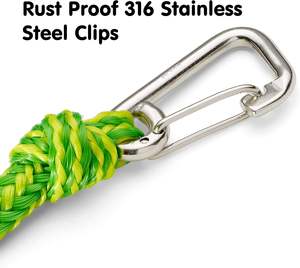 Barco PWC Bungee Dock Line, cuerda de amarre con clip de acero inoxidable Accesorios para barcos, (verde y amarillo - Product Image 2