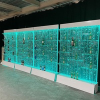 Étagères de bar contemporaines en acrylique de haute qualité avec panneau mural à bulles d'eau éclairé par LED, thème vie marine, séparateurs de pièce personnalisables