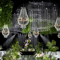 Décoration de mariage, éclairage de plafond, lustres en cristal doré acrylique à LED, lampes suspendues, décorations de plafond pour événements et mariages