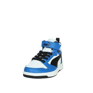 Sneakers stringate per bambini bianche e blu, alte, con suola spessa e ammortizzata - Product Image 6