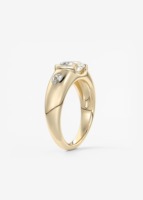 Bague de fiançailles en or massif 14K 18K avec trois diamants de laboratoire taille ovale, demi-sertis, baguette conique, couleur D-E, pureté VS-VVS, 1-2 carats