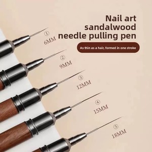 Pinceau liner pour nail art avec manche en bois de santal, virole métallique, pointe ultra-fine, stylo pour contour de fleurs - Product Image 2
