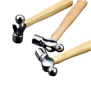 Mini Martillo Multifunción de Cabeza Redonda de Acero con Mango de Madera Cromado para Proyectos de Bricolaje - Product Image 1