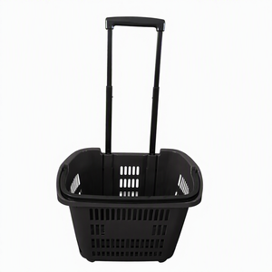 Keranjang Belanja Plastik Warna Kustom dengan Roda dan Gagang Teleskopik untuk Supermarket/Toko Kelontong - Product Image 6