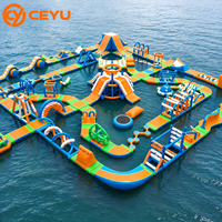 Ceyu Grande île flottante gonflable pour parc aquatique, équipement de terrain de jeu aquatique modulaire, aventure en lac ou en mer, pour enfants et adultes, personnalisable