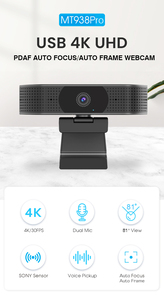 4K Webcam PDAF Autofocus USB <b>Computer</b> Camera Dual <b>Microphones</b> <b>for</b> Live Video Conferencing Online Meeting Teams 4K Webcam - Product Image 3