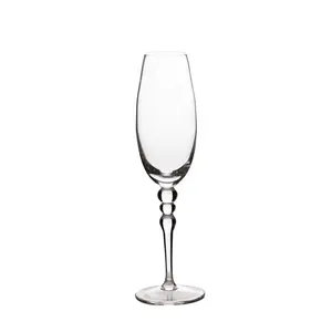 Custom Bruiloft Champagne Glas Handgeblazen Unieke Voetige Champagne Fluit Glaas Lange Steel Glazen Beker