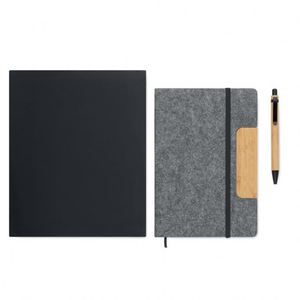 Ensemble stylo et bloc-notes de bureau personnalisé, écologique, style professionnel, support de téléphone en bambou, bloc-notes en tissu RPET, offset promotionnel - Product Image 5