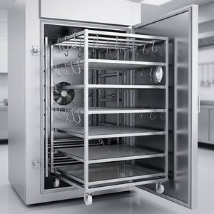 Fumoir industriel commercial en acier inoxydable avec fenêtre rectangulaire et conduit de ventilation pour usine de transformation de viande - Product Image 5