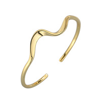 Bracelet ouvert minimaliste en argent sterling S925, réglable, pour femmes |   Bracelet personnalisé en forme de vague, cadeau de bijouterie