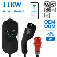 Affichage LED 11kW 16A 110/220V 50Hz IP67 5M pour chargeur de voiture de type 2 pour usage domestique