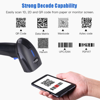Personnalisation d'usine Scanner de codes-barres sans fil 2D Interface filaire + sans fil Lecteur de codes-barres 1D avec support