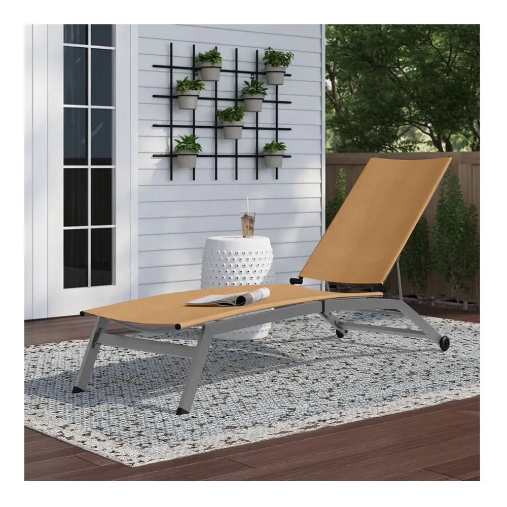 LIFE ART Modern Leisure Textilenes baja logam Outdoor Chaise Lounge kursi berjemur matahari kursi Kolam renang