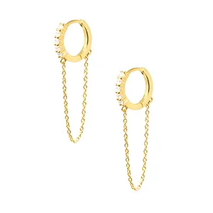 2022 Fashion Jewelry 925 Sterling Silver Long Tassel Chain Earrings Set Luxury Diamond Gold Hoop Earrings For Women