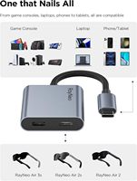 Adaptateur de charge pour lunettes USB-C RayNeo pour ROG Ally PS4/5 Xbox Mac Mini Laptop - 100W PD 4K 60Hz compatible
