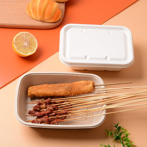 Gan Zhe Jun Disposable Sugarcane Pulp Lunch Box 750ml Square Biodegradable <b>Takeaway</b> <b>Container</b> - Product Image 2