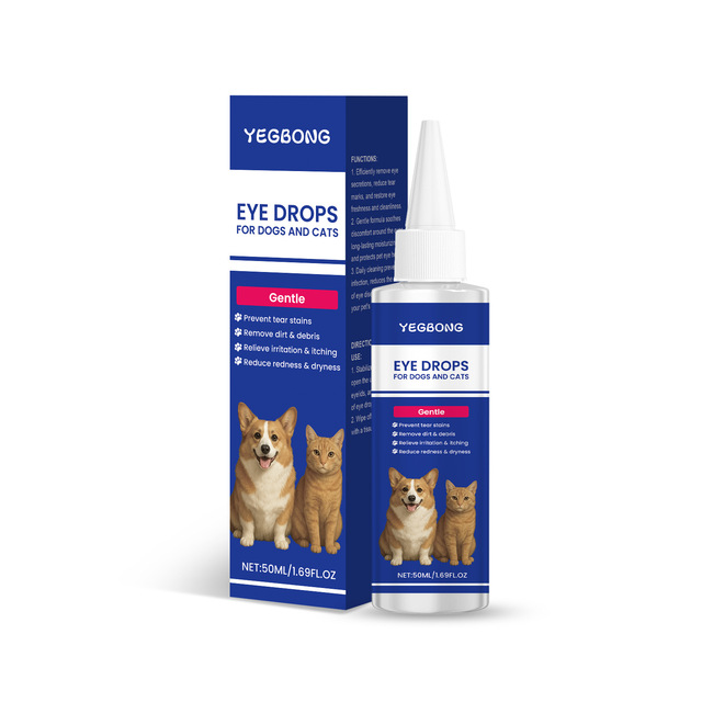 Yegbong 50ml Pet Eye Drops for Dogs Cats Gentle Tear Stain Remover Relieve Redness Itching Dryness Clean Eye Dirt Pet Eye Care