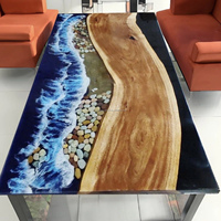 Meilleure qualité Nouvelle table écologique personnalisée en bois de noyer massif Cuisine Restaurant Salle à manger Café Rivière Table en résine époxy