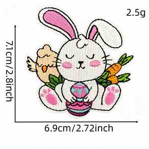 แพทช์ปักลายกระต่ายไข่อีสเตอร์สำหรับรีดติดเสื้อผ้า - Product Image 5