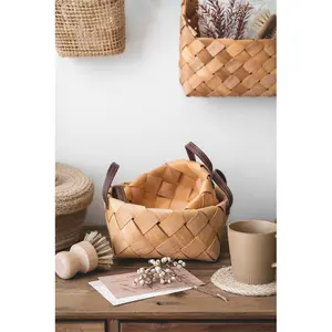 Commercio all'ingrosso tessuto di vimini homme decorativa rattan cesto regalo da cucina cibo picnic rotondo cestino di immagazzinaggio con la maniglia