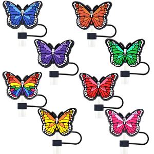 Chapeau de paille de haute qualité de 10 mm, style dessin animé mignon, en plastique recyclable, avec couvercle anti-poussière en colle souple, motif papillon - Product Image 1