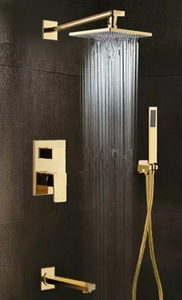 Pommeau <span class=keywords><strong>de</strong></span> <span class=keywords><strong>douche</strong></span> <span class=keywords><strong>de</strong></span> luxe KD-03RS en laiton couleur or brillant, forme carrée, pour salle <span class=keywords><strong>de</strong></span> bain d'hôtel, effet <span class=keywords><strong>pluie</strong></span> et <span class=keywords><strong>ciel</strong></span> - Product Image 3