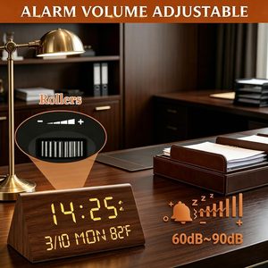 Nightstand Living Room Morning Standing Smart Base Big Desktop Triangle Shaped Desk Table Wood Led <b>Digital</b> Electric Alarm <b>Clock</b> - Product Image 3