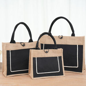 Wholesale Natural <strong>Jute</strong> Material Portable Packaging Customized Shopping Tote <strong>Jute</strong> Burlap <strong>Bag</strong> With Logo - Product Image 3