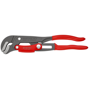 Clé à tuyaux KNIPEX 83 61 010 avec mâchoires en forme de S et réglage rapide, revêtement plastique gris thermolaqué - Product Image 1