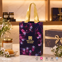 Sac en papier de luxe personnalisé avec poignée en ruban pour compléments alimentaires au miel, sac cadeau élégant mat avec logo doré pour boutique