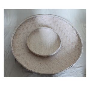 Bandeja/Plato decorativo multiusos tejido de bambú redondo rústico Vintage ecológico hecho a mano para eventos en casa producto de gran oferta - Product Image 1