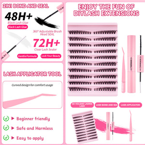 Vente en gros <span class=keywords><strong>de</strong></span> kits d'extensions <span class=keywords><strong>de</strong></span> cils DIY, cils en grappes, imperméables, 180 pièces, cils en grappes volumineux et vaporeux, livret <span class=keywords><strong>de</strong></span> cils - Product Image 2