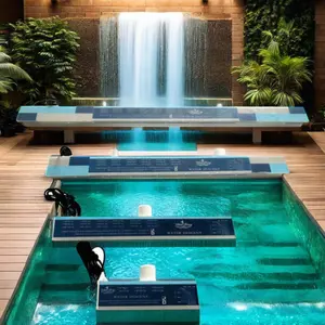 Cascada de piscina exterior fabricante OEM cascada acrílico Cascada RGB descenso de agua cascada de piscina con luz Led