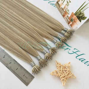 U Glamour Hot Cake - Extensiones de Cabello Humano Real Ruso Virgen 100% Doblemente Tramado, Color Rubio, Micro Links, Punta Nano - Product Image 3