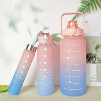 프로스트 그라데이션 3종 세트 대용량 플라스틱 컵 2000/750/300ML 물컵 휴대용 스포츠 야외 물병
