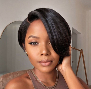 Perruques courtes 13x4 en <span class=keywords><strong>cheveux</strong></span> humains vierges indiens Remy, couleur roux orangé, lisses, pour femmes noires - Vente en gros - Product Image 1