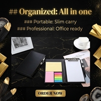 Ensemble de blocs-notes adhésifs en cuir PU avec stylo et clip métallique, blocs-notes portables, cadeau de bureau professionnel